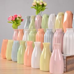 陶瓷小清新花瓶水培植物简约现代客厅家居装饰品花器多色插花摆件 混搭款【五件套】